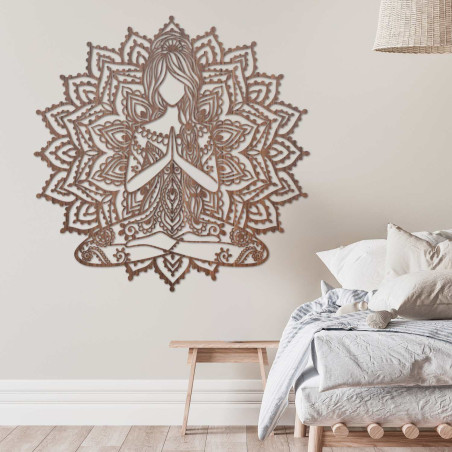 3D drevený obraz joga mandala – štýlová nástenná dekorácia do obývačky.