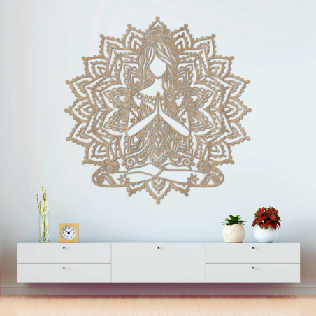 3D drevený obraz joga mandala – štýlová nástenná dekorácia do obývačky.