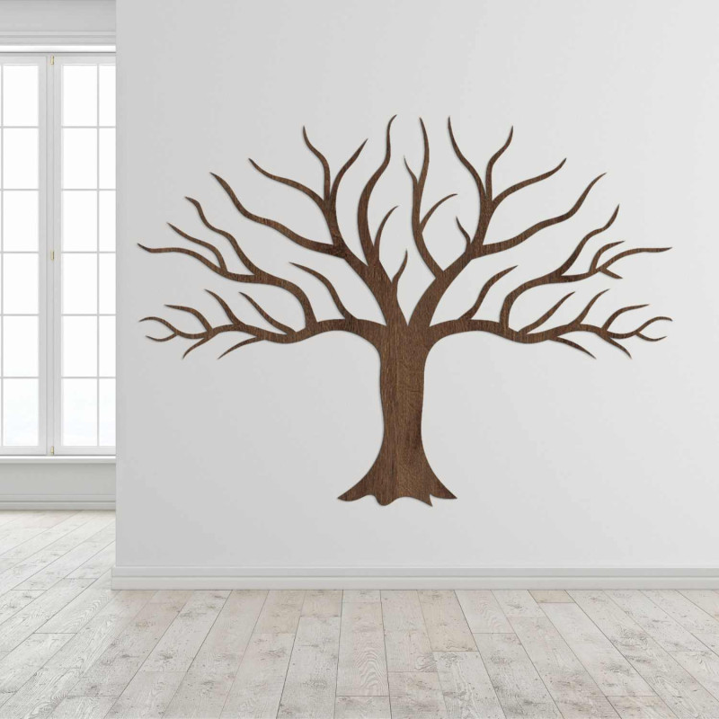 Štýlový drevený strom na stenu zaujme detailným minimalistickým dizajnom