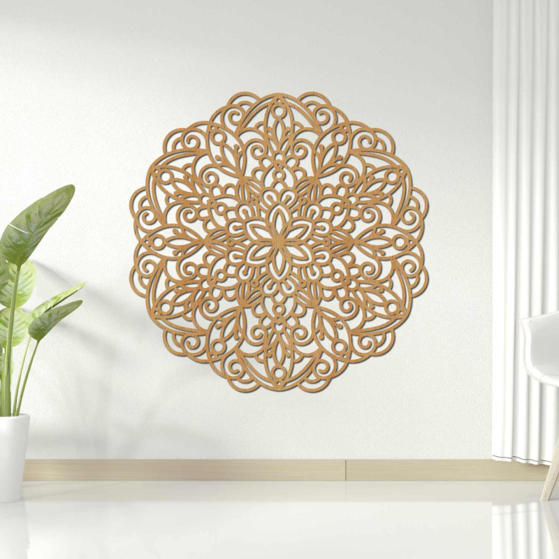Luxusná drevená mandala na stenu pre harmonický a elegantný interiér