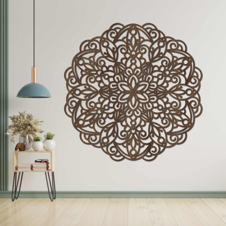 Luxusná drevená mandala na stenu pre harmonický a elegantný interiér