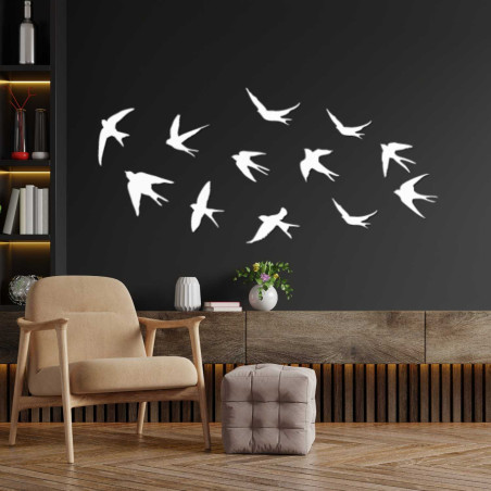 Drevené dekorácie na stenu letiace vtáky | FLOCK