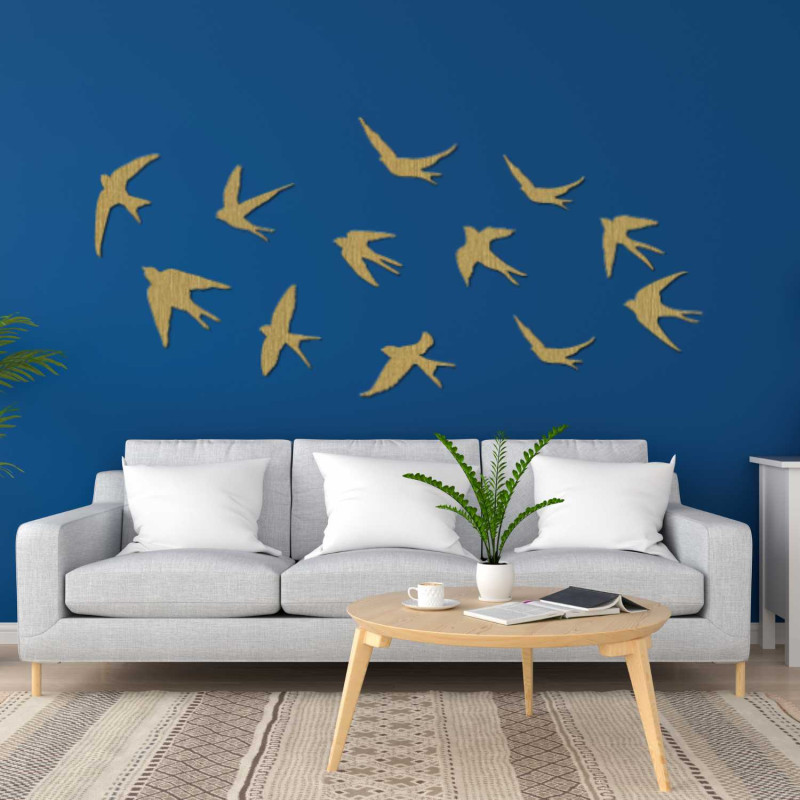 Drevené dekorácie na stenu letiace vtáky | FLOCK