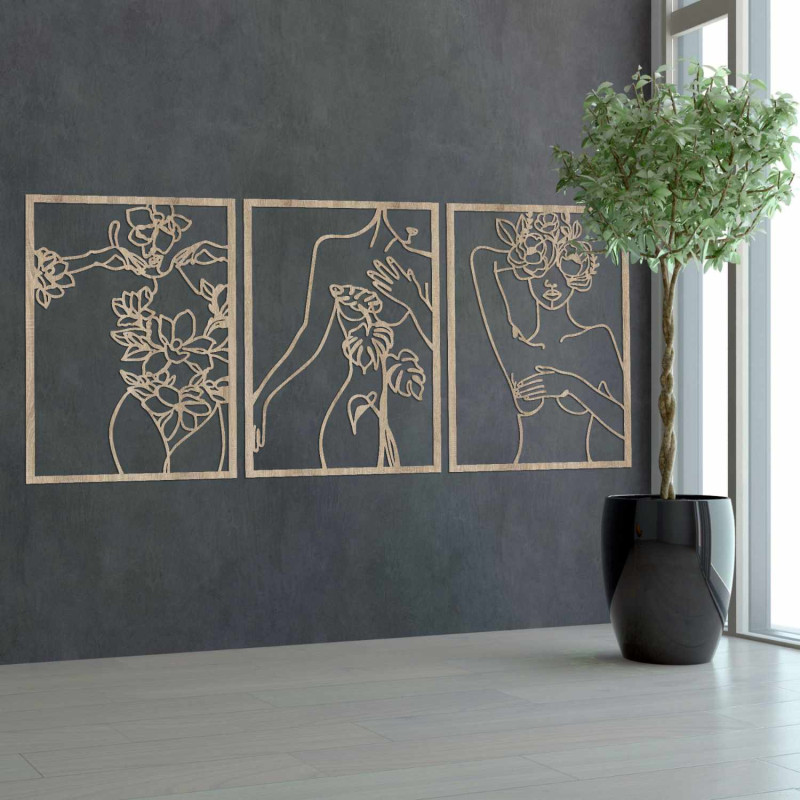 Dizajnová dekorácia na stenu s minimalistickými ženskými líniami