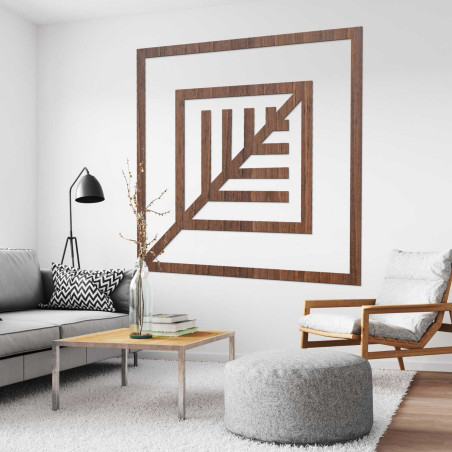 Elegantná nástenná dekorácia s geometrickým vzorom z dreva