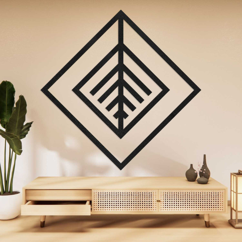 Elegantná nástenná dekorácia s geometrickým vzorom z dreva