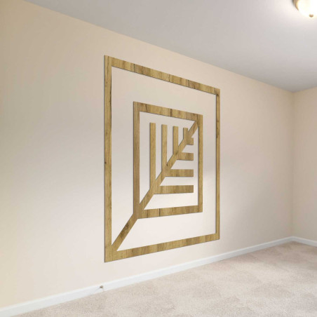 Elegantná nástenná dekorácia s geometrickým vzorom z dreva