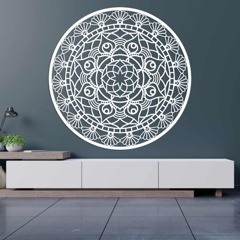 Drevená mandala na stenu symbolizujúca harmóniu, rovnováhu a pokoj