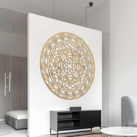 Drevená mandala na stenu symbolizujúca harmóniu, rovnováhu a pokoj