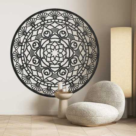 Drevená mandala na stenu symbolizujúca harmóniu, rovnováhu a pokoj
