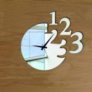 Modern adhesive wall mirror clock čisielko.