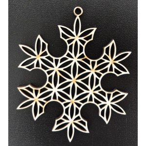 Wooden Christmas Ornaments-Snowflake, size: 61x61mm