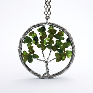 Gemstone Pendant - Tree - olivine