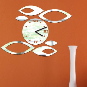 Moderné nalepovacie nástenné zrkadlové hodiny na stenu MOLIMOOD
