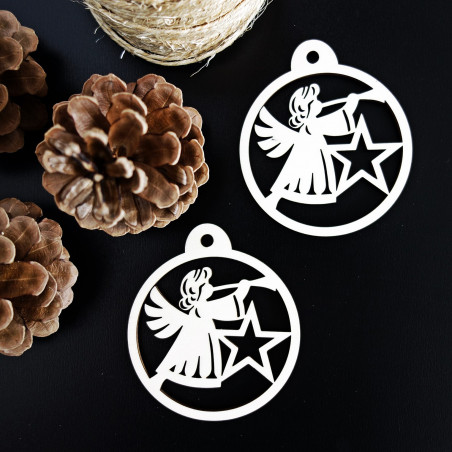 Vianočná ozdoba vyrobená z dreva - Anjel, rozmer: 79x90 mm