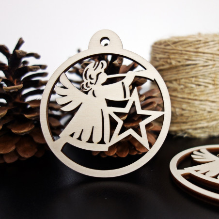 Vianočná ozdoba vyrobená z dreva - Anjel, rozmer: 79x90 mm