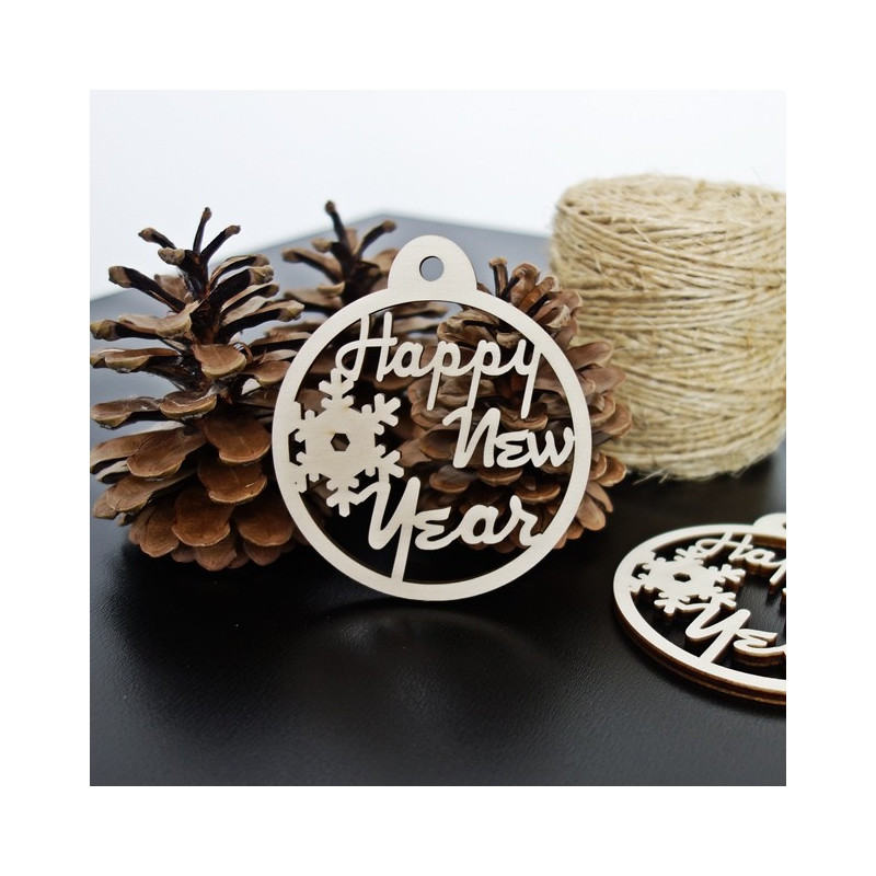 Drevená ozdoba na Vianočný stromček - Nový Rok, rozmer: 79x90 mm