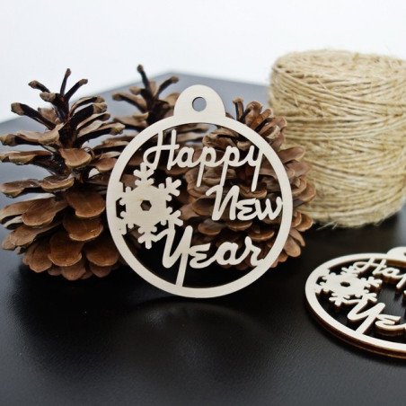 Drevená ozdoba na Vianočný stromček - Nový Rok, rozmer: 79x90 mm