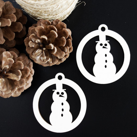 Snehuliak-drevená vianočná ozdoba, rozmer:79x90 mm