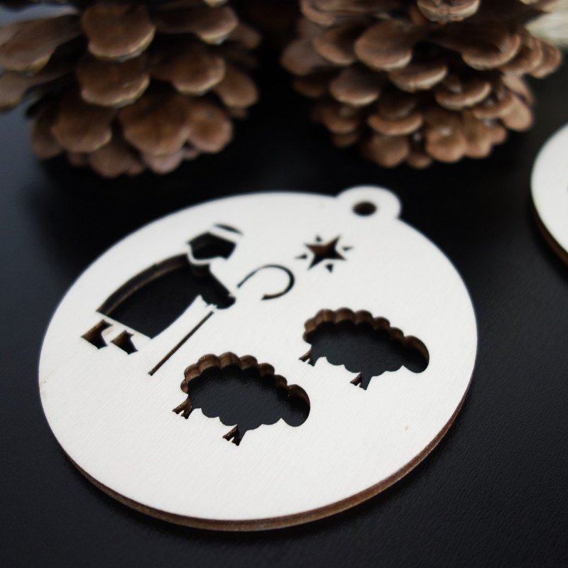 Ozdoba na vianoce vyrobená z dreva-Pastier, rozmer:79x90 mm