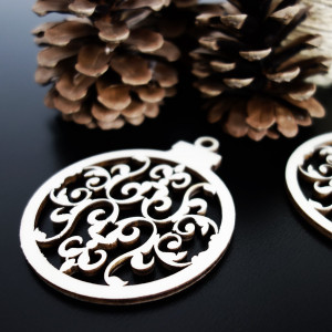 Drevená ozdoba-Vianočná guľa, rozmer: 79x90 mm 2