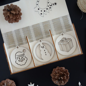 Drevené ozdoby na vianočný stromček, 1 sada-18 kusov 2