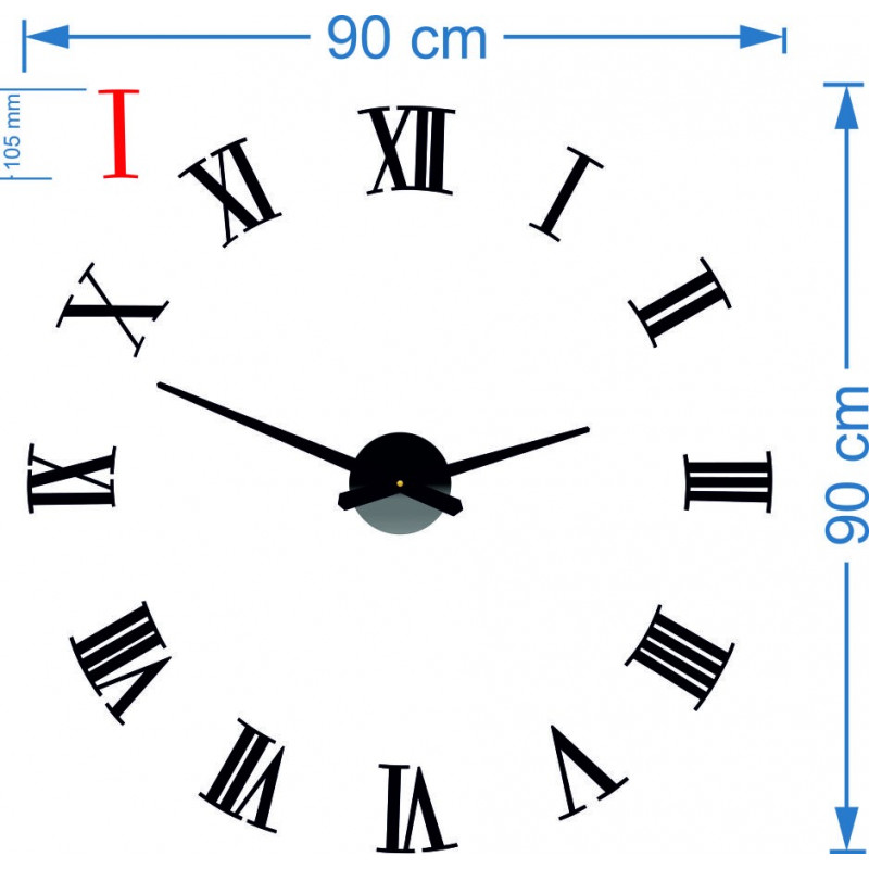 Nalepovacie nástenne hodiny rímske 2D plexi