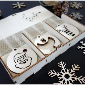 Kolekcia vianočných drevených ozdôb, 1 sada -18 kusov 2