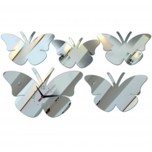 Modern Wall Clock Binding Mirror Colorful MOTHES l 3D hours