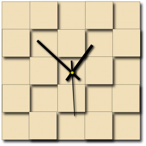 Modern wall clock square (clock on plastic wall) DEKOFER