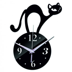 Nástenné hodiny mačka ( zrkadlové hodiny na stenu kocúr) SIMON