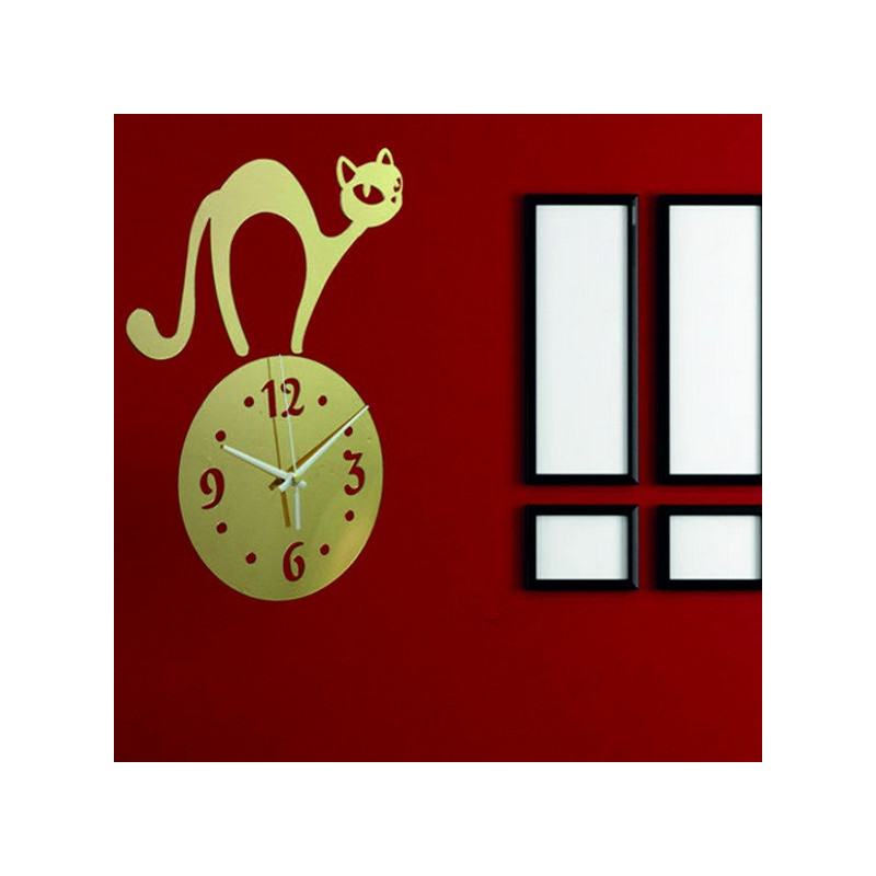 Nástenné hodiny mačka ( zrkadlové hodiny na stenu kocúr) SIMON