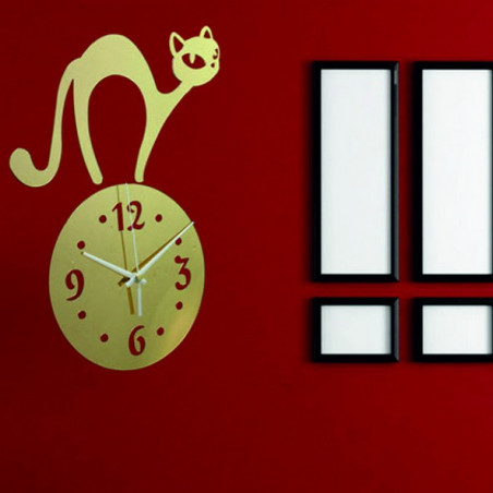 Nástenné hodiny mačka ( zrkadlové hodiny na stenu kocúr) SIMON