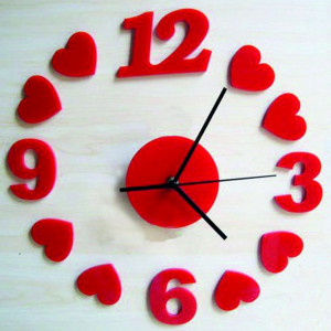 Wall clock Red heart, 30x30 cm