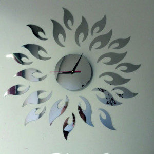 Nástenné hodiny zrkadlové Slnko, 42x42 cm