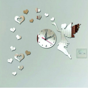 Wall clock in the children's room Flying hearts, 40x60 cm