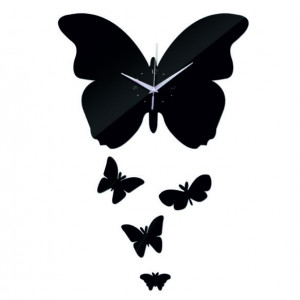Nástenné hodiny zrkadlové Motýle, 35x45 cm