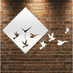 Wall Clock Mirror Dove, 30x30 cm
