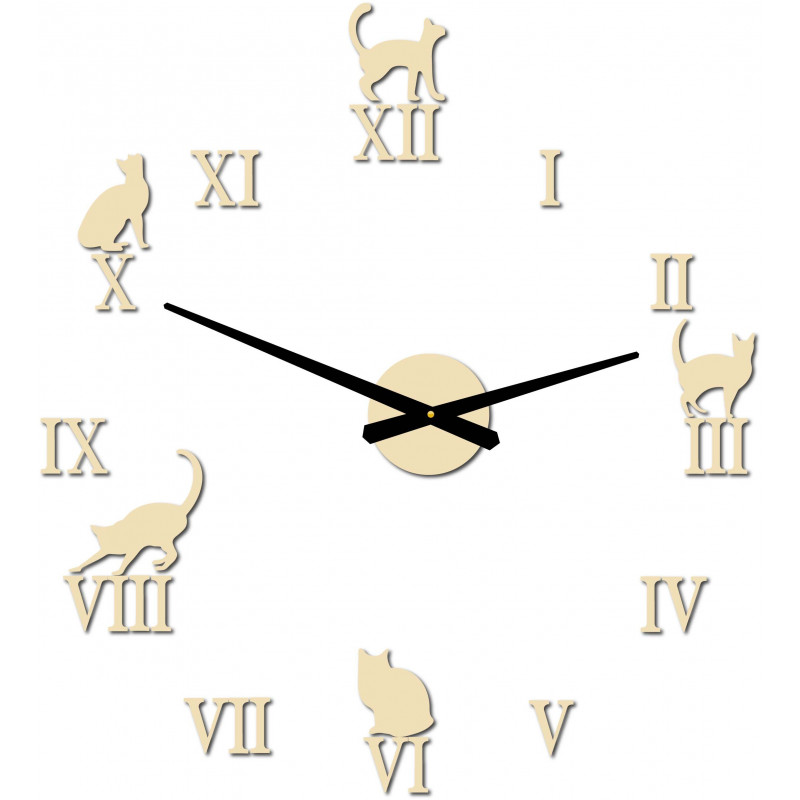 Nalepovacie hodiny na stenu mačky