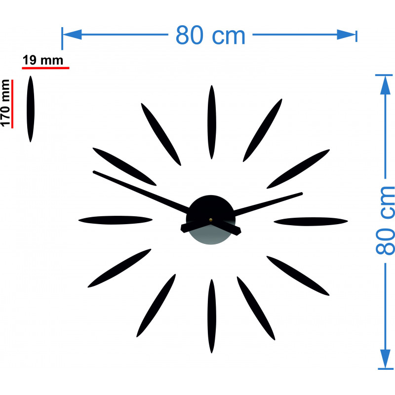 Nástenné hodiny nalepovacie Slnko Lúče