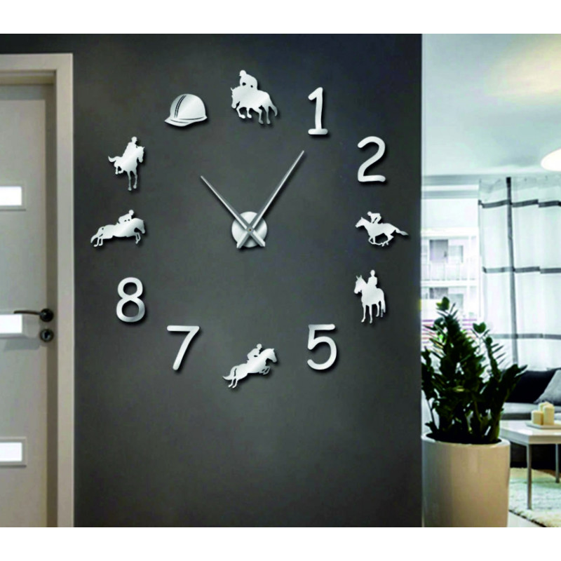 Veľké nástenné hodiny rodeo kone jazdec na koni hodiny 3D DIY Cowboys