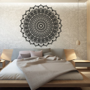 Mandala flower calm wooden image on a wall of plywood SILVIA