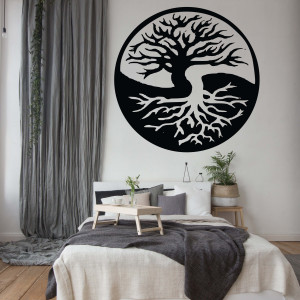 Wall painting of a tree made of wooden plywood BALANCE