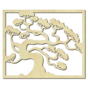 Drevený obraz na stenu strom bonsai z preglejky topoľ DRAZSKA