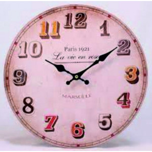 Drevené hodiny Marseille. Materiál: MDF, rozmer: Fi 30 cm HUREK
