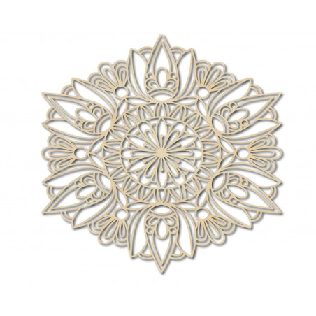 Vyrezávaná mandala drevený obraz na stenu z preglejky rose