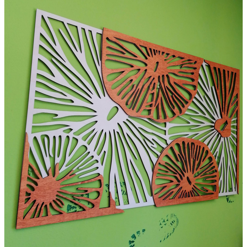 Carved image on the wall of wooden plywood orange 3D effect KODJAK