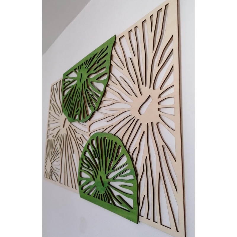 Geschnitztes Bild von hölzernem Pappelsperrholz / grüner Farbe KIWIKIF